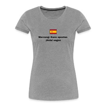 Spanien Flagge, Schwarze Schrift - Frauen Premium Bio T-Shirt - Grau meliert - Vorne - Mia (176cm)