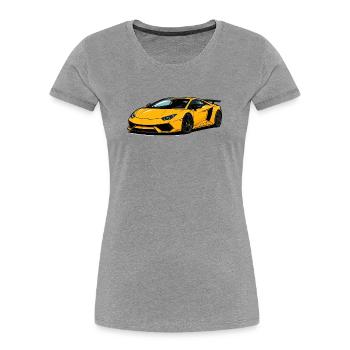 Gelber Supersportwagen Flitzer - Frauen Premium Bio T-Shirt - Grau meliert - Vorne - Mia (176cm)