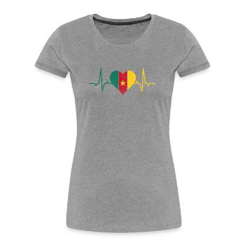 Kamerun Herzschlag - Frauen Premium Bio T-Shirt - Grau meliert - Vorne - Mia (176cm)