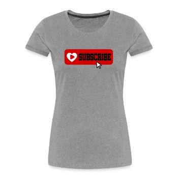 Fabelhaftes Symbol für die Schaltfläche "Abonnieren" des YouTube-Kanals - Frauen Premium Bio T-Shirt - Grau meliert - Vorne - Mia (176cm)