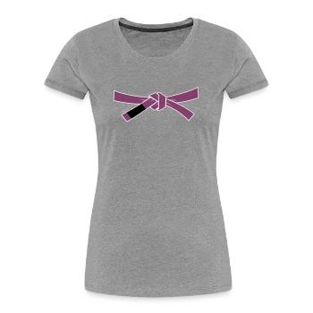 Ceinture violette - Ceinture violette - T-shirt bio Premium Femme - gris chiné - Devant - Mia (176cm)