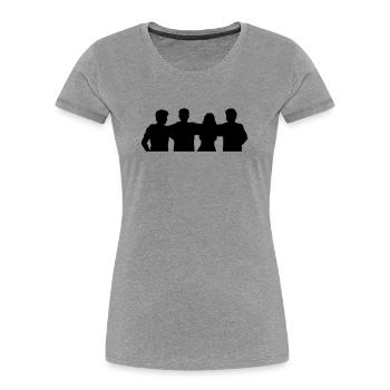 Menschen Gruppe Silhouette Freunde Team Zusammen - Frauen Premium Bio T-Shirt - Grau meliert - Vorne - Mia (176cm)