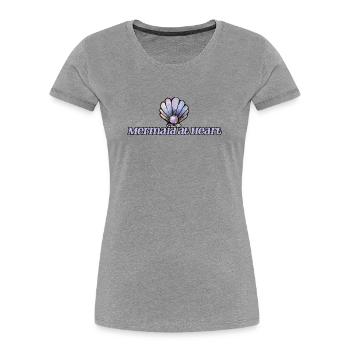 Sirène au cœur Emblème de la Coquille - T-shirt bio Premium Femme - gris chiné - Devant - Mia (176cm)