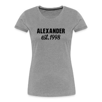 Alexander est 1998 - Frauen Premium Bio T-Shirt - Grau meliert - Vorne - Mia (176cm)
