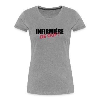 Infirmière / Infirmier / Hôpital / Médecine / - T-shirt bio Premium Femme - gris chiné - Devant - Mia (176cm)