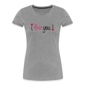 Valentinstag I Love You Hearts - Frauen Premium Bio T-Shirt - Grau meliert - Vorne - Mia (176cm)