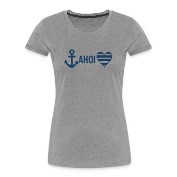 Ohé - T-shirt bio Premium Femme - gris chiné - Devant - Mia (176cm)