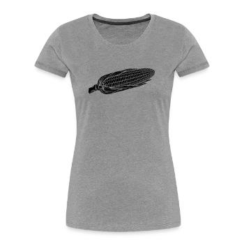 Corn on Cob Silhouette - Women's Premium Organic T-Shirt - heather grey - Front - Mia (176cm)