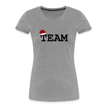 Team Weihnachten Weihnachtsmütze - Frauen Premium Bio T-Shirt - Grau meliert - Vorne - Mia (176cm)