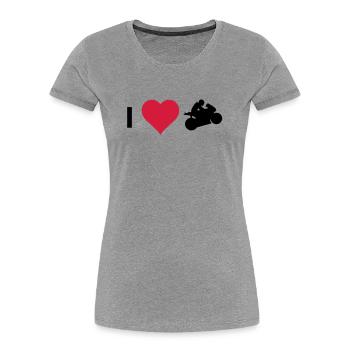 ilove_mybike - Frauen Premium Bio T-Shirt - Grau meliert - Vorne - Mia (176cm)