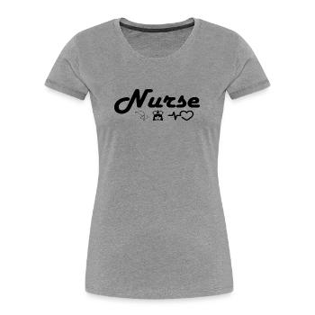 Nurse_Black - T-shirt bio Premium Femme - gris chiné - Devant - Mia (176cm)