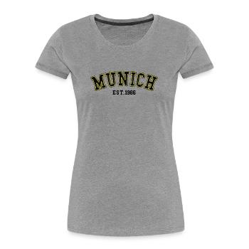 Munich fondée en 1986 - T-shirt bio Premium Femme - gris chiné - Devant - Mia (176cm)