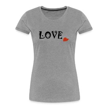 LOVE - Frauen Premium Bio T-Shirt - Grau meliert - Vorne - Mia (176cm)