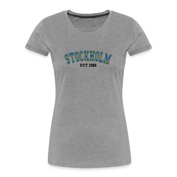 Stockholm, gegründet 1986 - Frauen Premium Bio T-Shirt - Grau meliert - Vorne - Mia (176cm)