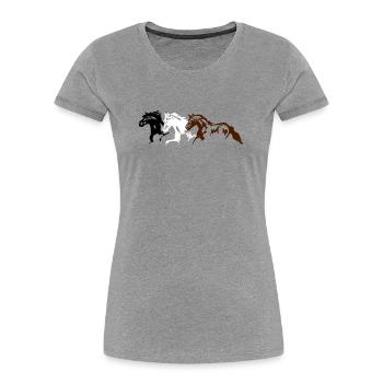 Chevaux, poneys, animaux, étalon, - T-shirt bio Premium Femme - gris chiné - Devant - Mia (176cm)