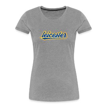 Leicester Script Swoosh on clothing - Women's Premium Organic T-Shirt - heather grey - Front - Mia (176cm)