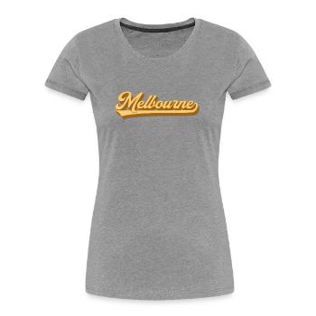 Melbourne Gold Retro Schrift - Frauen Premium Bio T-Shirt - Grau meliert - Vorne - Mia (176cm)