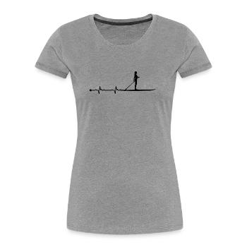 Herzschlag-Paddel - Frauen Premium Bio T-Shirt - Grau meliert - Vorne - Mia (176cm)