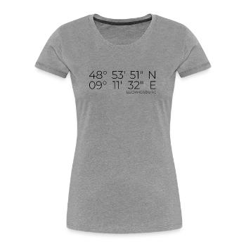 Koordinaten Ludwigsburg - Frauen Premium Bio T-Shirt - Grau meliert - Vorne - Mia (176cm)