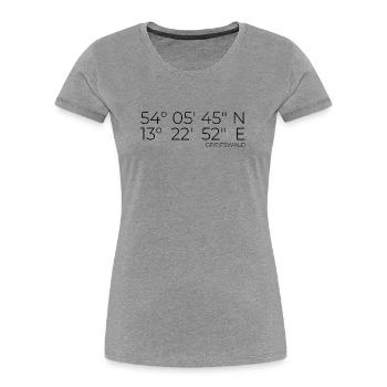 coordinates Greifswald - Women's Premium Organic T-Shirt - heather grey - Front - Mia (176cm)