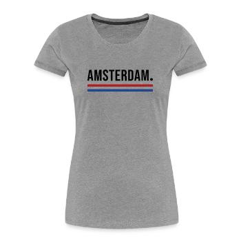 Amsterdam – Chemise streetwear minimale - T-shirt bio Premium Femme - gris chiné - Devant - Mia (176cm)