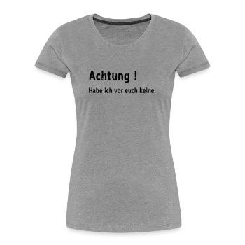 Achtung keine - Frauen Premium Bio T-Shirt - Grau meliert - Vorne - Mia (176cm)