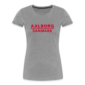 Aalborg Dänemark Rot Farbige Typografie - Frauen Premium Bio T-Shirt - Grau meliert - Vorne - Mia (176cm)