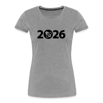 Apiculteur 2026, Apiculteur 2026, Ferme d’abeilles 2026 - T-shirt bio Premium Femme - gris chiné - Devant - Mia (176cm)