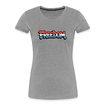Freedom Typography Statement Design - Women's Premium Organic T-Shirt - heather grey - Front - Mia (176cm)