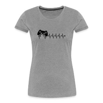 Gaming Controller Heartbeat - Women's Premium Organic T-Shirt - heather grey - Front - Mia (176cm)