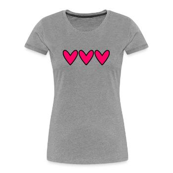 HERZ. HERZLICHEN GLÜCKWUNSCH ZUM GEBURTSTAG. MUTTERTAG. VATERTAG. - Frauen Premium Bio T-Shirt - Grau meliert - Vorne - Mia (176cm)