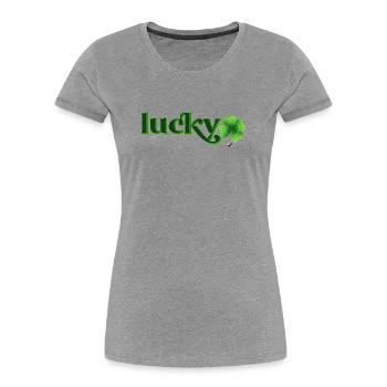 Four-leaf clover illustration with inscription - Women's Premium Organic T-Shirt - heather grey - Front - Mia (176cm)