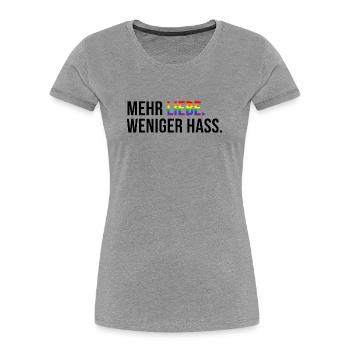 6. Peace Spruch Shirt für Human Rights Fans - Frauen Premium Bio T-Shirt - Grau meliert - Vorne - Mia (176cm)
