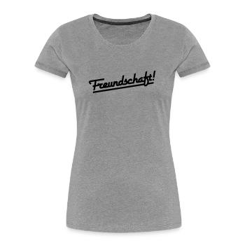 Freundschaft Schriftzug (Farbe änderbar) - Frauen Premium Bio T-Shirt - Grau meliert - Vorne - Mia (176cm)