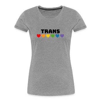 Regenbogenherzchen Trans schwarz - Frauen Premium Bio T-Shirt - Grau meliert - Vorne - Mia (176cm)