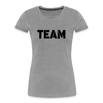 team - Frauen Premium Bio T-Shirt - Grau meliert - Vorne - Mia (176cm)