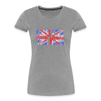 British King Coronation Charles England Flag - Women's Premium Organic T-Shirt - heather grey - Front - Mia (176cm)