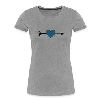 blaues Herz mit Pfeil Valentinstag Geschenk - Frauen Premium Bio T-Shirt - Grau meliert - Vorne - Mia (176cm)
