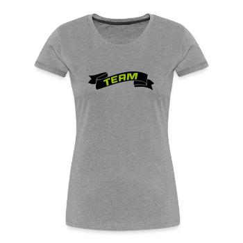 Équipe - T-shirt bio Premium Femme - gris chiné - Devant - Mia (176cm)