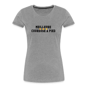 Course à Pied / Running / Jogging / Coureur - T-shirt bio Premium Femme - gris chiné - Devant - Mia (176cm)