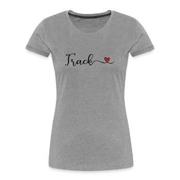Track - Women's Premium Organic T-Shirt - heather grey - Front - Mia (176cm)