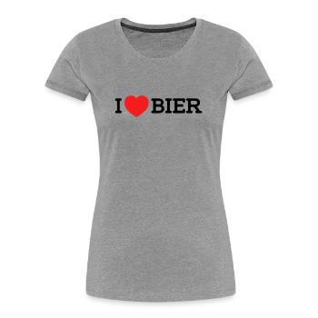 I love Bier (Farben änderbar) - Frauen Premium Bio T-Shirt - Grau meliert - Vorne - Mia (176cm)