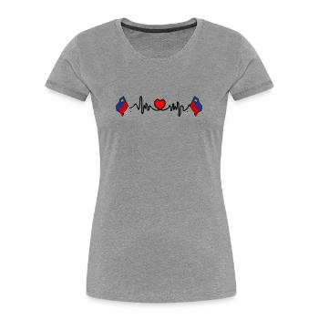 Cardio de fréquence cardiaque pour Liechtenstein - T-shirt bio Premium Femme - gris chiné - Devant - Mia (176cm)