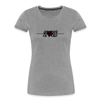 2026 Herz - Frauen Premium Bio T-Shirt - Grau meliert - Vorne - Mia (176cm)