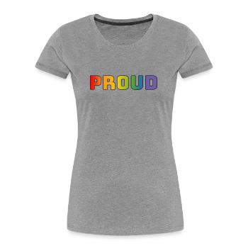 Regenbogen proud schwarz - Frauen Premium Bio T-Shirt - Grau meliert - Vorne - Mia (176cm)