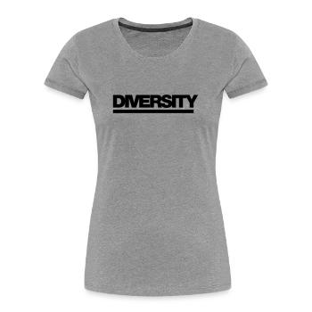 Typo Diversity 1C - Women's Premium Organic T-Shirt - heather grey - Front - Mia (176cm)