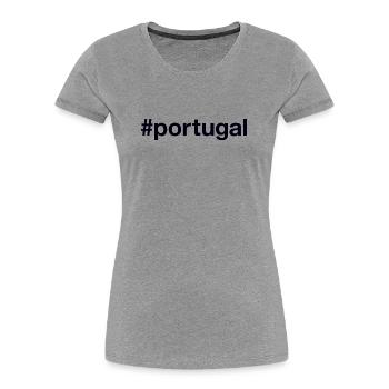 PORTUGAL Hashtag - T-shirt bio Premium Femme - gris chiné - Devant - Mia (176cm)