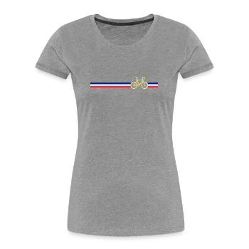 Vintage-Fahrrad auf farbigem Klebeband - Frauen Premium Bio T-Shirt - Grau meliert - Vorne - Mia (176cm)