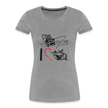 I love fishing fishing from a boat simple design - Women's Premium Organic T-Shirt - heather grey - Front - Mia (176cm)