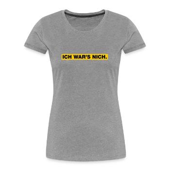 Ich war’s nich... - Frauen Premium Bio T-Shirt - Grau meliert - Vorne - Mia (176cm)